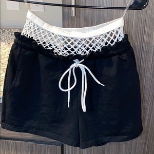 BLACK ATHLETIC SHORTS WITH FISHNET WAISTBAND😍😍😍